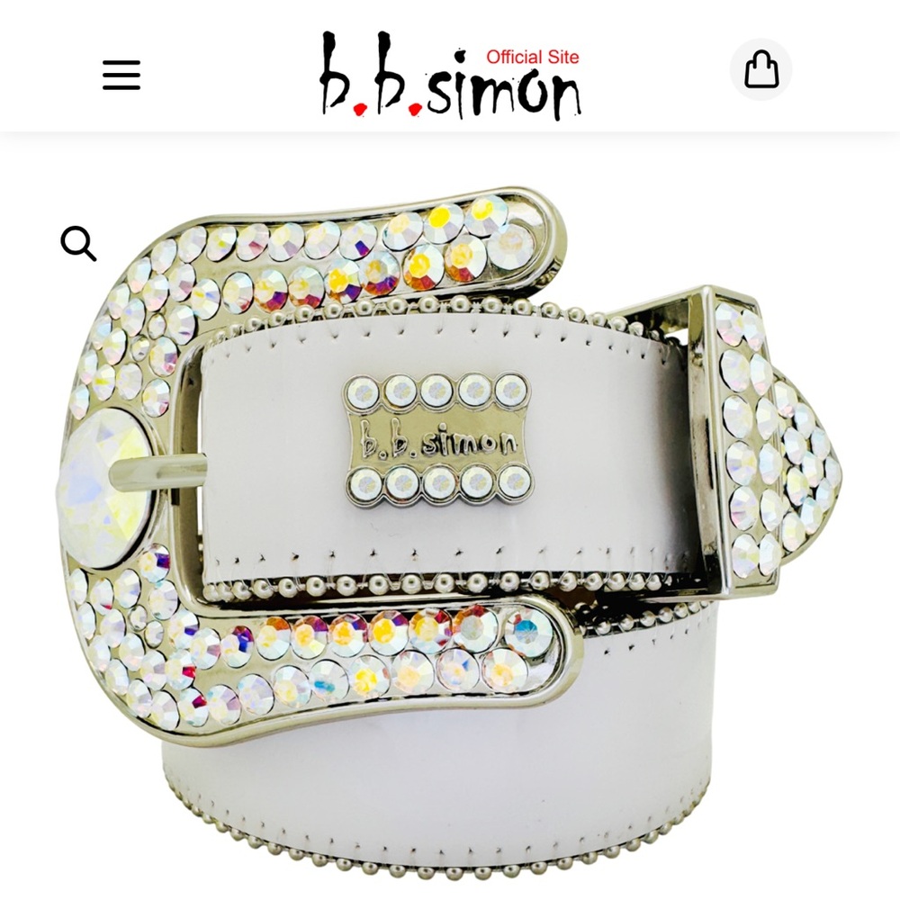 B.b. Simon Silver and White Swarovski Crystal Belt